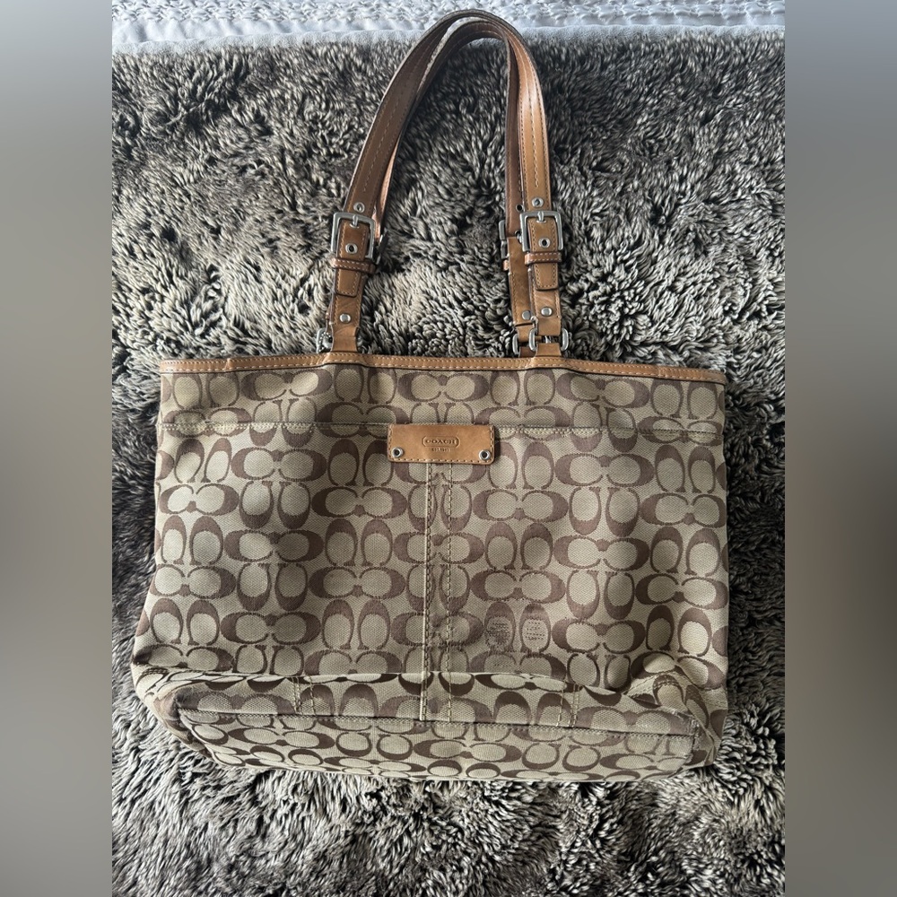 Coach Tan Signature Tote Bag